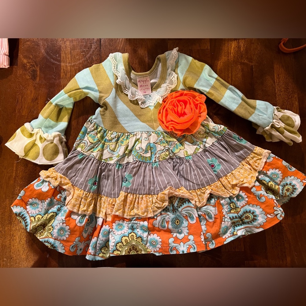 Giggle Moon dress, size 9 months, multicolored and patterns